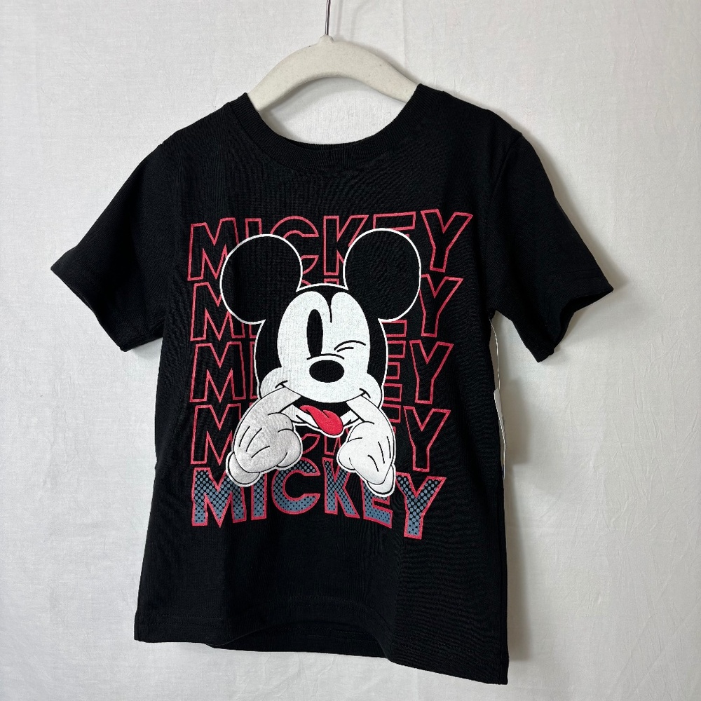 Disney Junior Black Mickey Mouse T-Shirt Kids Size 4 NWT